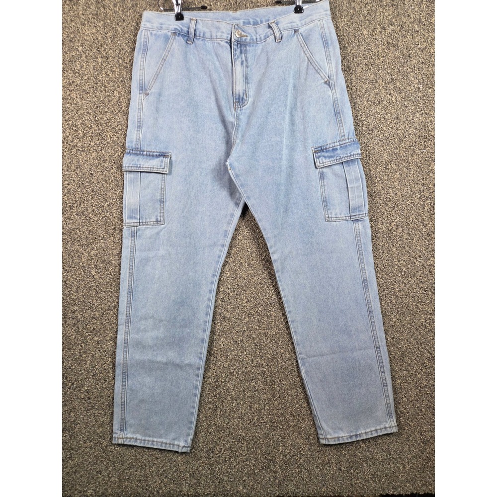 Shein Y2K‎ Cargo Jeans Womens XL Light Blue Streetwear Denim Pants